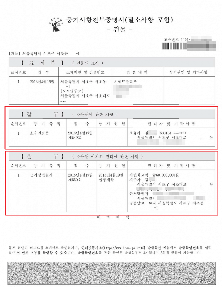 원룸 직거래 등기부등본